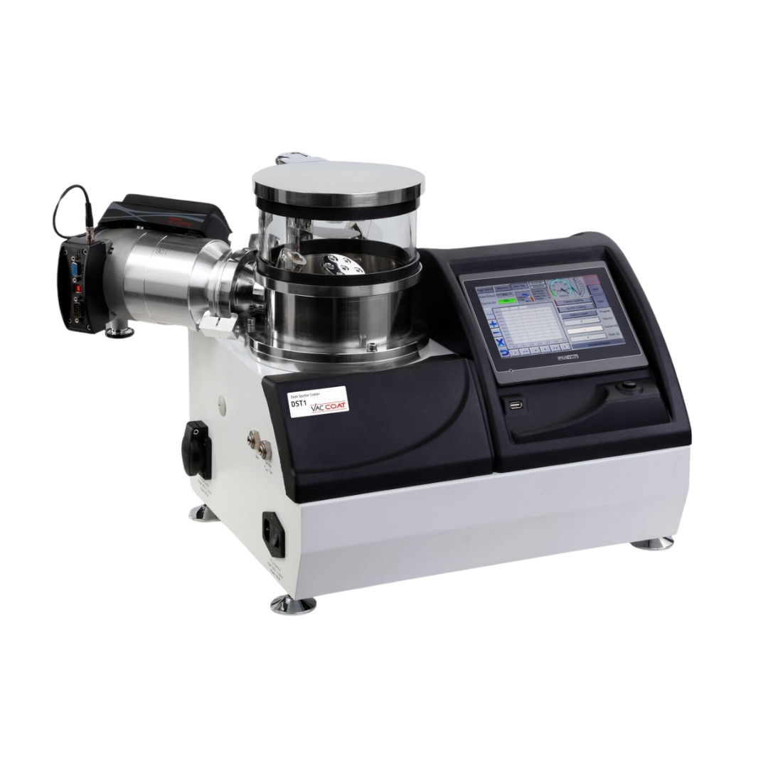 Sputter coater DST1-170 da tavolo per SEM, con camera in Pyrex, pompa turbomolecolare e touch screen per il controllo della deposizione