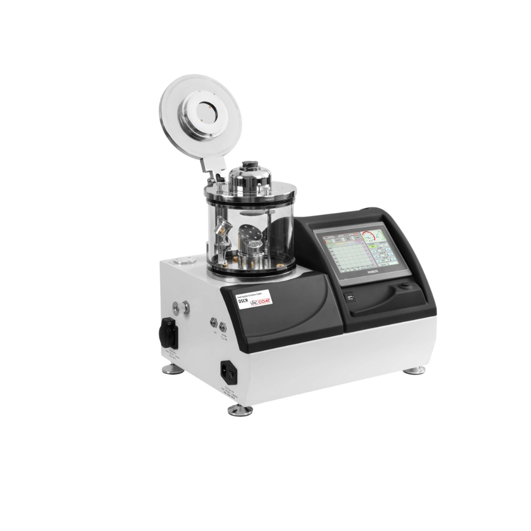 DSCR – Coater da banco per SEM con sputter e carbon coating per campioni di microscopia elettronica