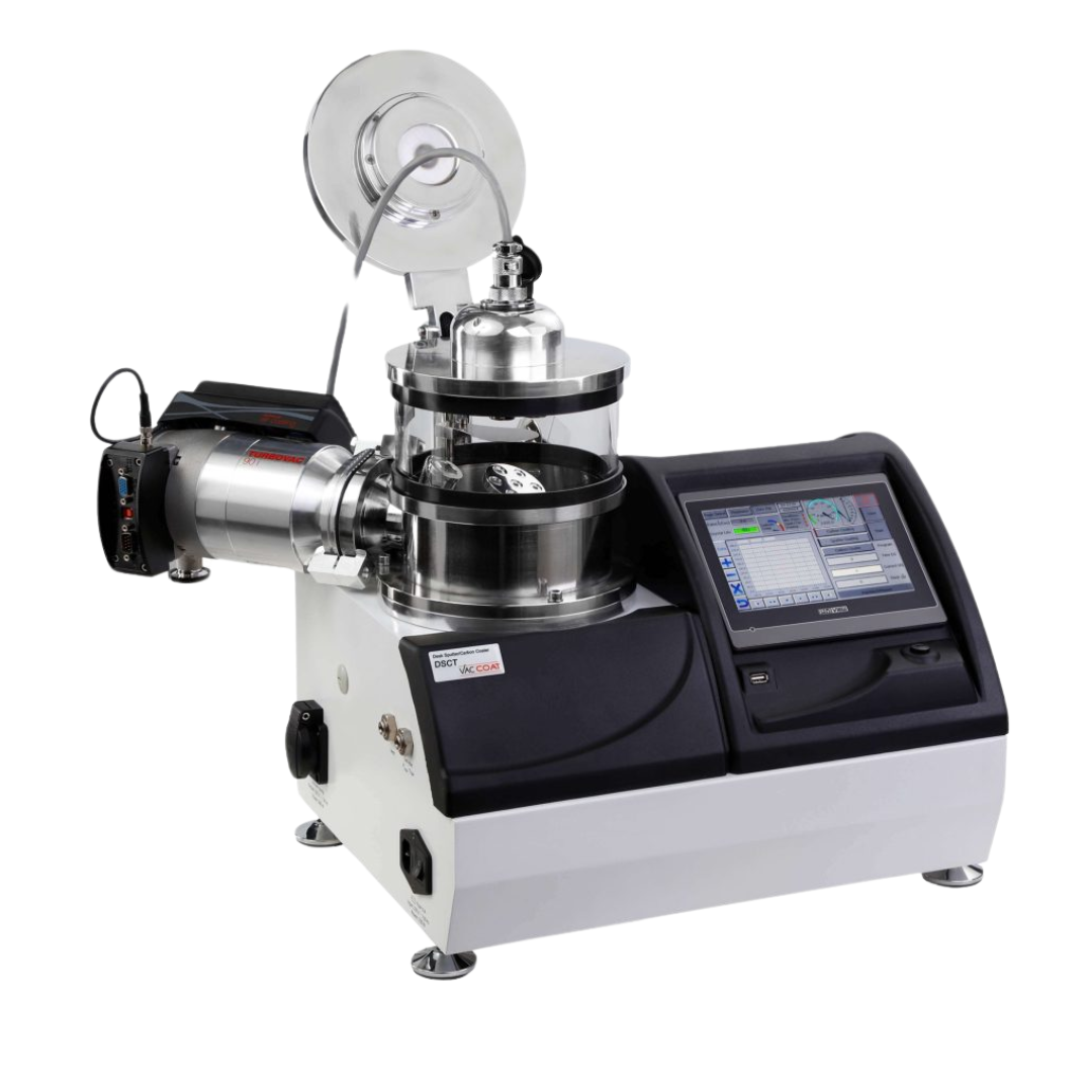 DSCT-T sputter coater e evaporatore termico per SEM, con deposizione di metalli e carbonio per imaging ad alta risoluzione