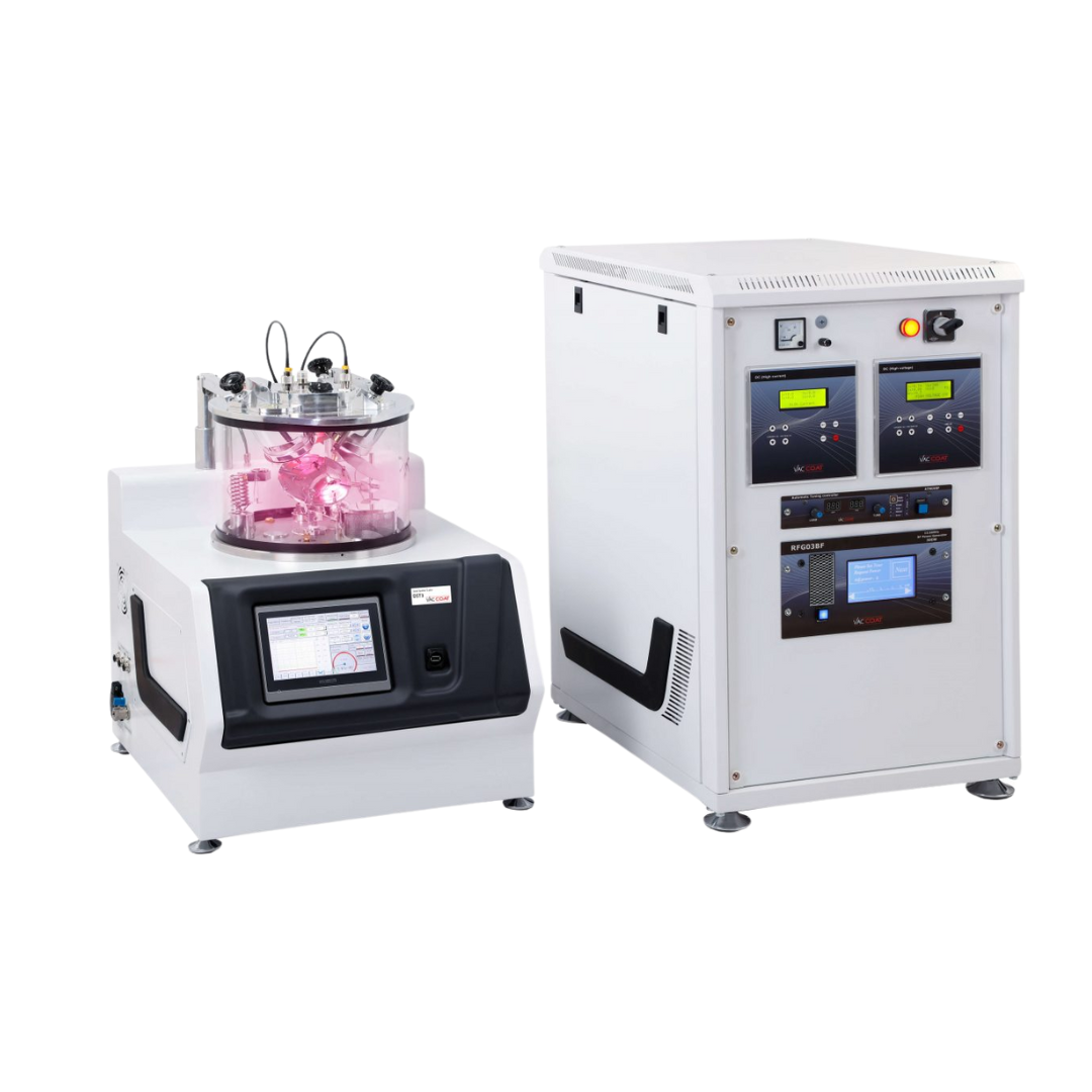 DST3-T – Sistema compatto per sputtering ed evaporazione termica con tre catodi magnetron e pompa turbomolecolare integrata