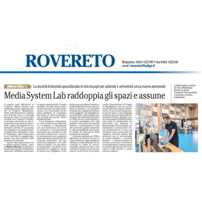 Media System Lab citata dalla stampa in trentino per la sua crescita e innovazione.